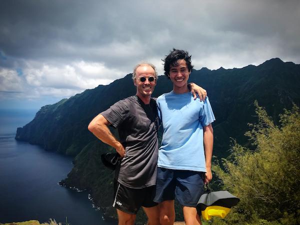 Simon Monk & Kai on Fatu Hiva, Marquesas.